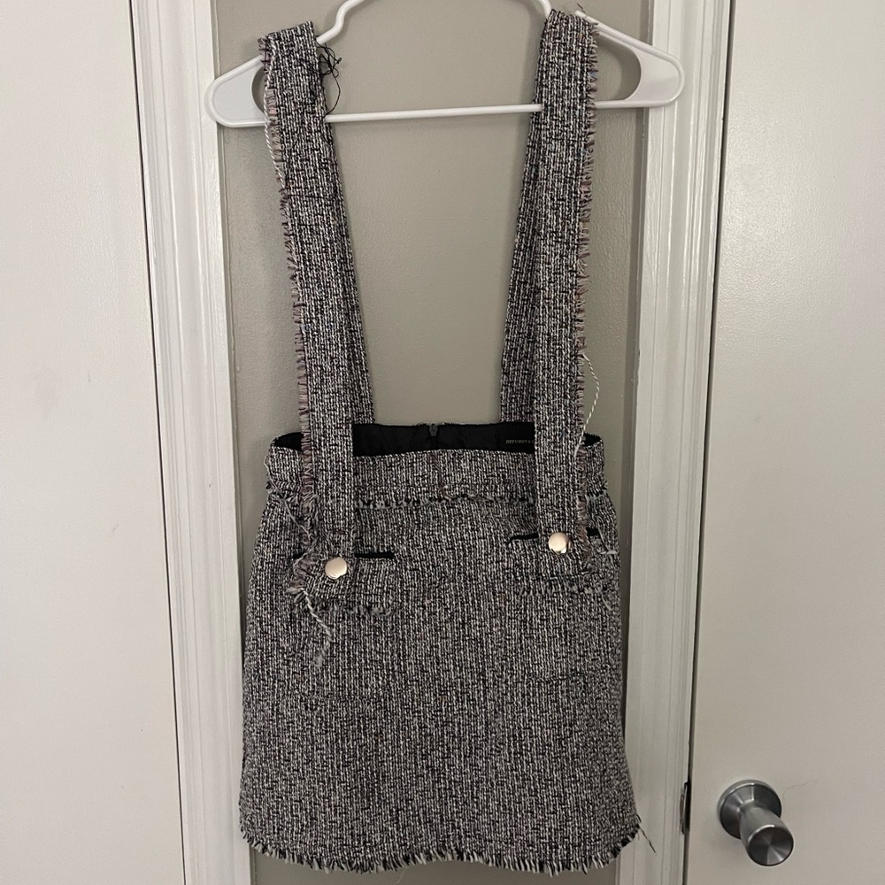 Tweed Skirt with Suspenders